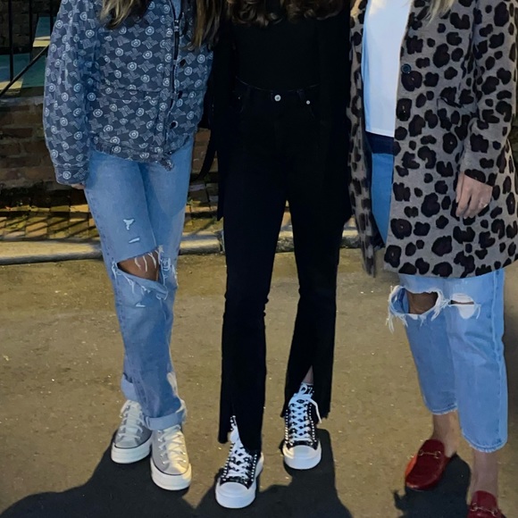 Abercrombie curve love slit hem (front) black high rise jeans - Picture 2 of 6